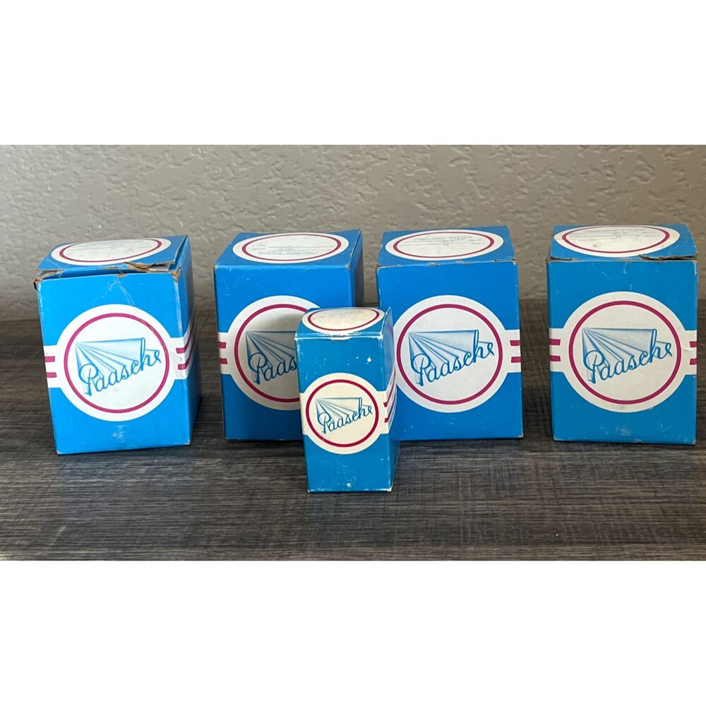 PAASCHE H Airbrush Glass Bottles Assemblies 3 Oz. Lot of 5 w/Original Boxes VNT